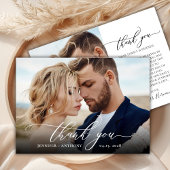 Chic Elegant Script 2 Foto Hochzeit Danke Karte