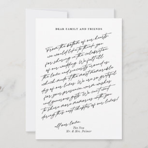 Chic Elegant Script 3 Foto Hochzeit Dankeskarte