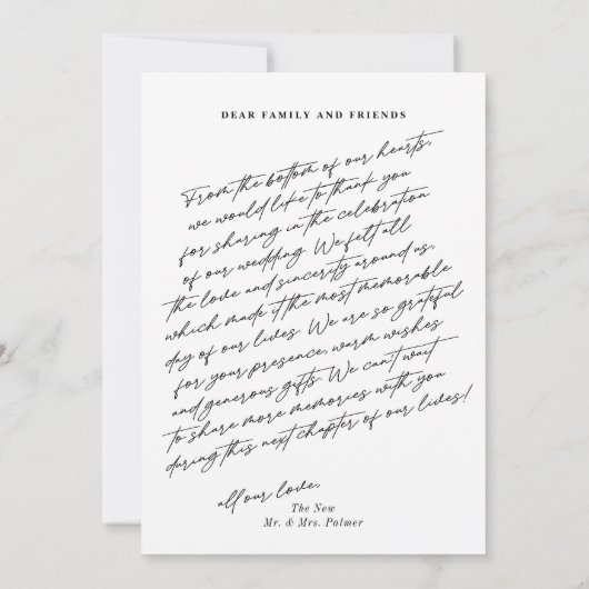 Chic Elegant Script 3 Foto Hochzeit Dankeskarte (Rückseite)