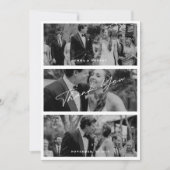 Chic Elegant Script 3 Foto Wedding Dankeskarte (Vorderseite)