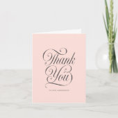 Chic Elegant Script Blush Pink Girl Baby Shower Dankeskarte (Vorderseite)