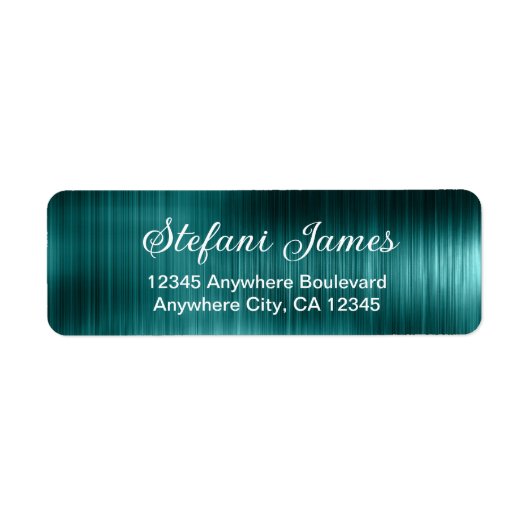 Chic Elegant Script Metallic Aquamarin Label (Vorne)