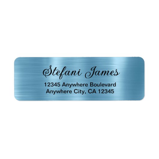 Chic Elegant Script Metallic Baby Blue Label (Vorne)