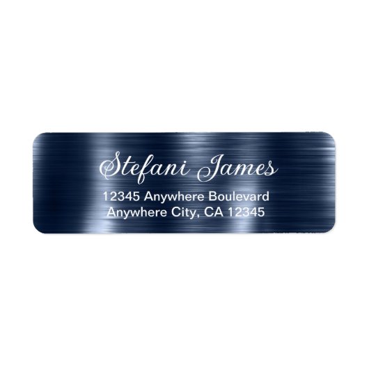 Chic Elegant Script Metallic Blue Navy Label (Vorne)