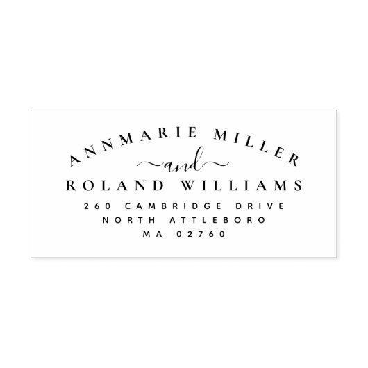 Chic Elegant Script Two Last Names Rücksendeadress Gummistempel (Prägung)