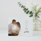 Chic Elegant Script Wedding Custom Foto Vielen Dan Postkarte (Stehend Vorderseite)