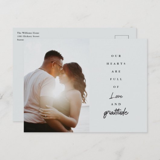 Chic Elegant Script Wedding Custom Foto Vielen Dan Postkarte (Vorne/Hinten)