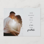 Chic Elegant Script Wedding Custom Foto Vielen Dan Postkarte (Vorderseite)