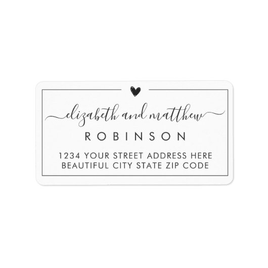Chic Elegant Script Wedding Return Address Label Adressaufkleber (Vorne)
