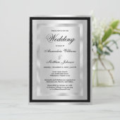 Chic Elegant Silver Black Glamour Luxury Wedding  Einladung (Stehend Vorderseite)