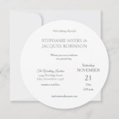 Chic Elegant Simple White & Gray Circle Minimalist Einladung (Rückseite)