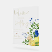 Chic Elegant Summer Lemon Floral Wedding Willkomme Acrylschild (Winkel)