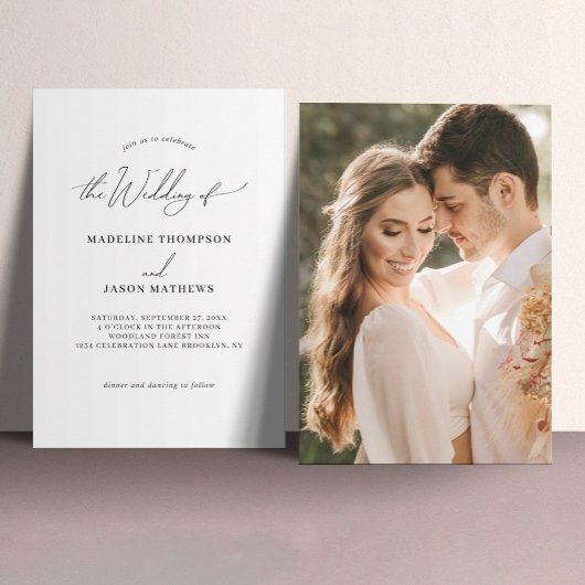 Chic Elegant The Wedding of Script Foto Wedding Einladung