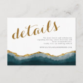 Chic Elegant Türkis Gold Agate Hochzeit Detail Begleitkarte (Vorderseite)