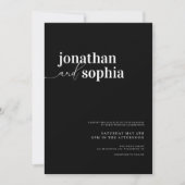 Chic Elegant Typografy Black Wedding Einladung (Vorderseite)