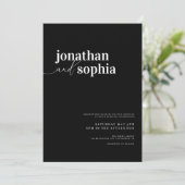 Chic Elegant Typografy Black Wedding Einladung (Stehend Vorderseite)