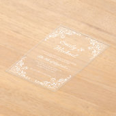 Chic Elegant Typografy Floral Wedding Acryleinladungen (Ablage )