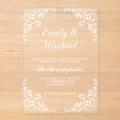 Chic Elegant Typografy Floral Wedding Acryleinladungen (Vorderseite)