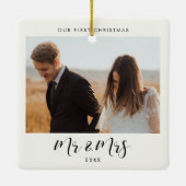 Chic elegant Unser erstes Weihnachten als Mr. & Mr Keramikornament (Rückseite)