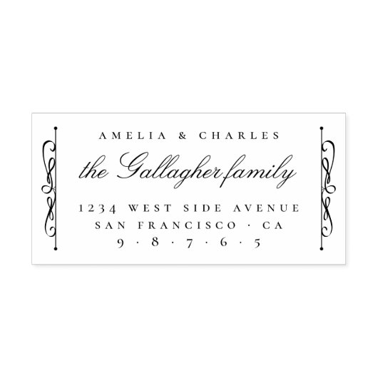 Chic Elegant Verzierte Script Wedding Rücksendeadr Gummistempel (Prägung)