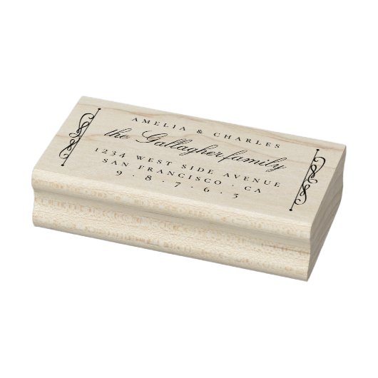 Chic Elegant Verzierte Script Wedding Rücksendeadr Gummistempel (Stempel)