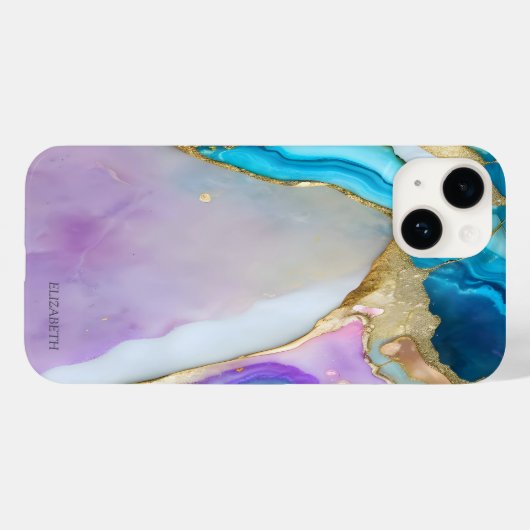 Chic Elegant Violet Blue Marble Case-Mate iPhone Hülle (Rückseite (Horizontal))