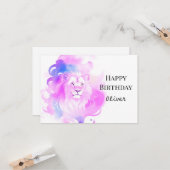 Chic Elegant Watercolor Löwe Geburtstag Karte (Vorderseite/Rückseite Beispiel)