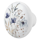 Chic Elegant Watercolor Navy Blue Blume Floral Keramikknauf (Rechts)