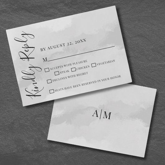 Chic Elegant Watercolor Wedding RSVP Response Card Karte