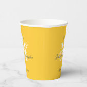 Chic Elegant Wedding Monogram + Name Niedlich gelb Pappbecher (Rechts)