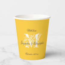 Chic Elegant Wedding Monogram + Name Niedlich gelb