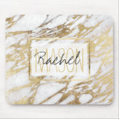 Chic Elegant White and Gold Marmor Monogram Mousepad (Vorne)