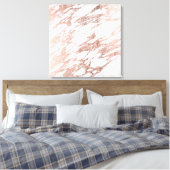 Chic Elegant White and Rose Gold Marmormuster Leinwanddruck (Insitu (Schlafzimmer))