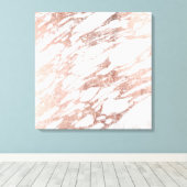 Chic Elegant White and Rose Gold Marmormuster Leinwanddruck (Insitu (Holzboden))