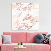 Chic Elegant White and Rose Gold Marmormuster Leinwanddruck (Insitu (Wohnzimmer))
