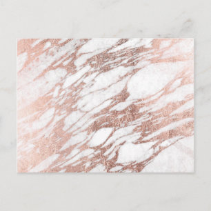 Chic Elegant White and Rose Gold Marmormuster Postkarte