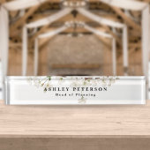 Chic Elegant White Blossom Floral Namensplakette
