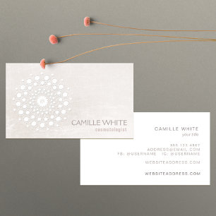 Chic Elegant White Circle Logo White Cosmetologe Visitenkarte