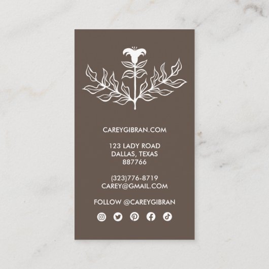 Chic Elegant White Lily Order Vielen Dank Kauf Visitenkarte (Rückseite)