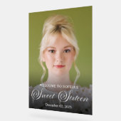 Chic Elegant White Script 16 . Geburtstag Foto Acrylschild (Winkel)