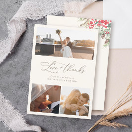 Chic Elegant Winter Wedding Script Vielen Dank Dankeskarte