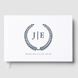Chic Elegant Wreath Monogram Wedding Gästebuch