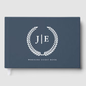 Chic Elegant Wreath Monogram Wedding Gästebuch (Vorderseite)