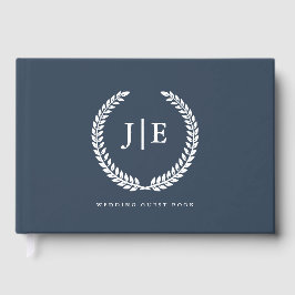 Chic Elegant Wreath Monogram Wedding Gästebuch