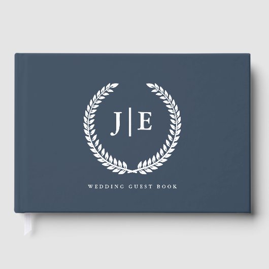 Chic Elegant Wreath Monogram Wedding Gästebuch (Vorderseite)