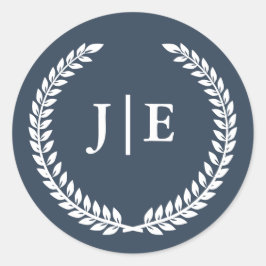 Chic Elegant Wreath Monogram Wedding Runder Aufkleber