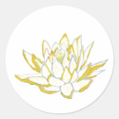 Chic elegante Aquarellbild gelber Lotus Runder Aufkleber (Vorderseite)