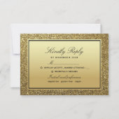 Chic Elegante Black and Gold Wedding RSVP Karte (Vorderseite)
