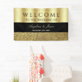 Chic Elegante Black and Gold Wedding Willkommen Banner (Insitu)