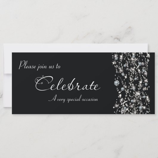 Chic Elegante Black Sparkle Event Party Einladung (Vorderseite)